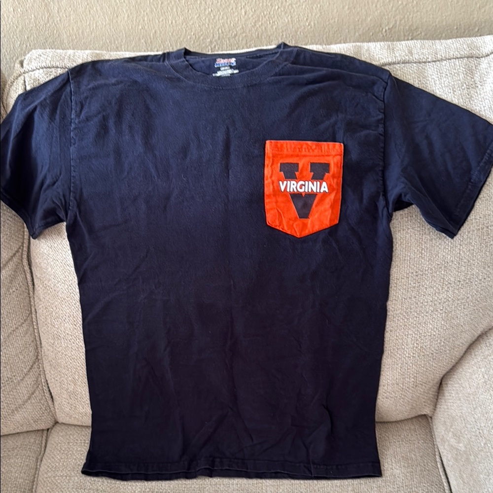Hanes UVA Blue and Orange Short Sleeve Pocket T-shirt
